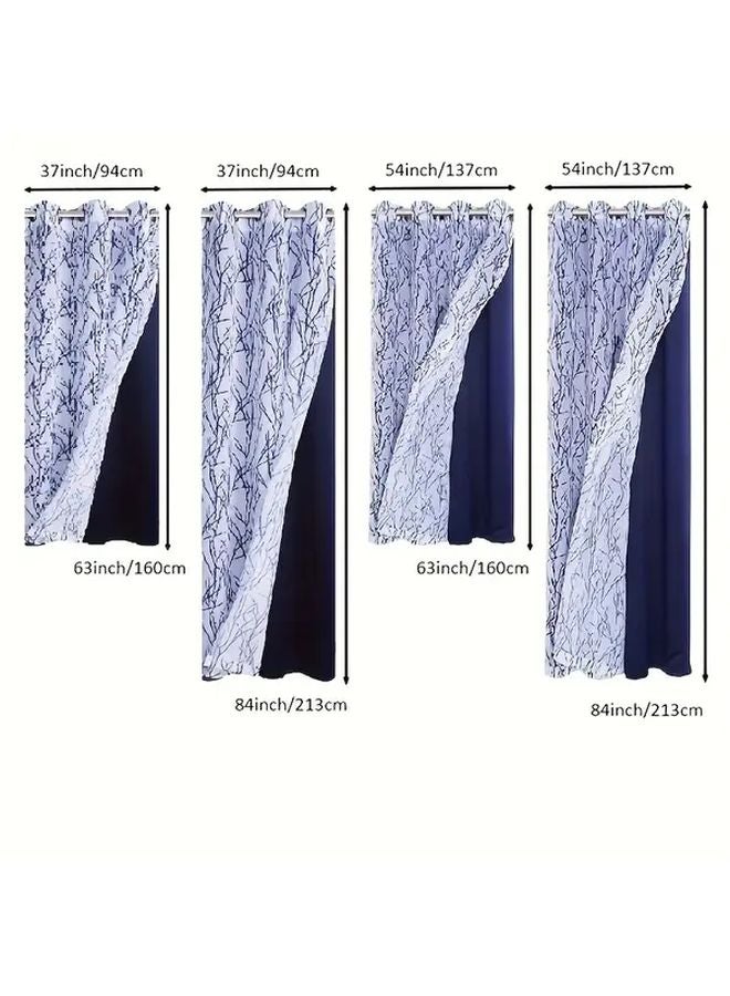 Navy Blue Blackout Curtains 37x84 Inches Iron Rings Light Blocking Indoor - Image 3